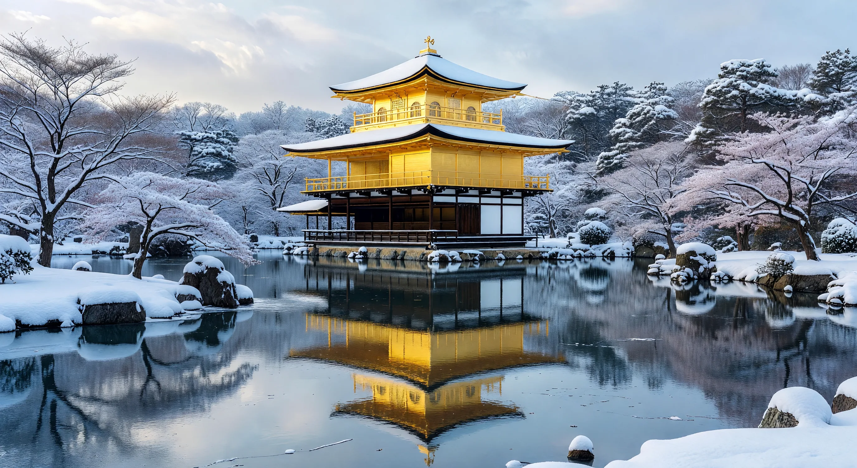 Kinkakuji in snow