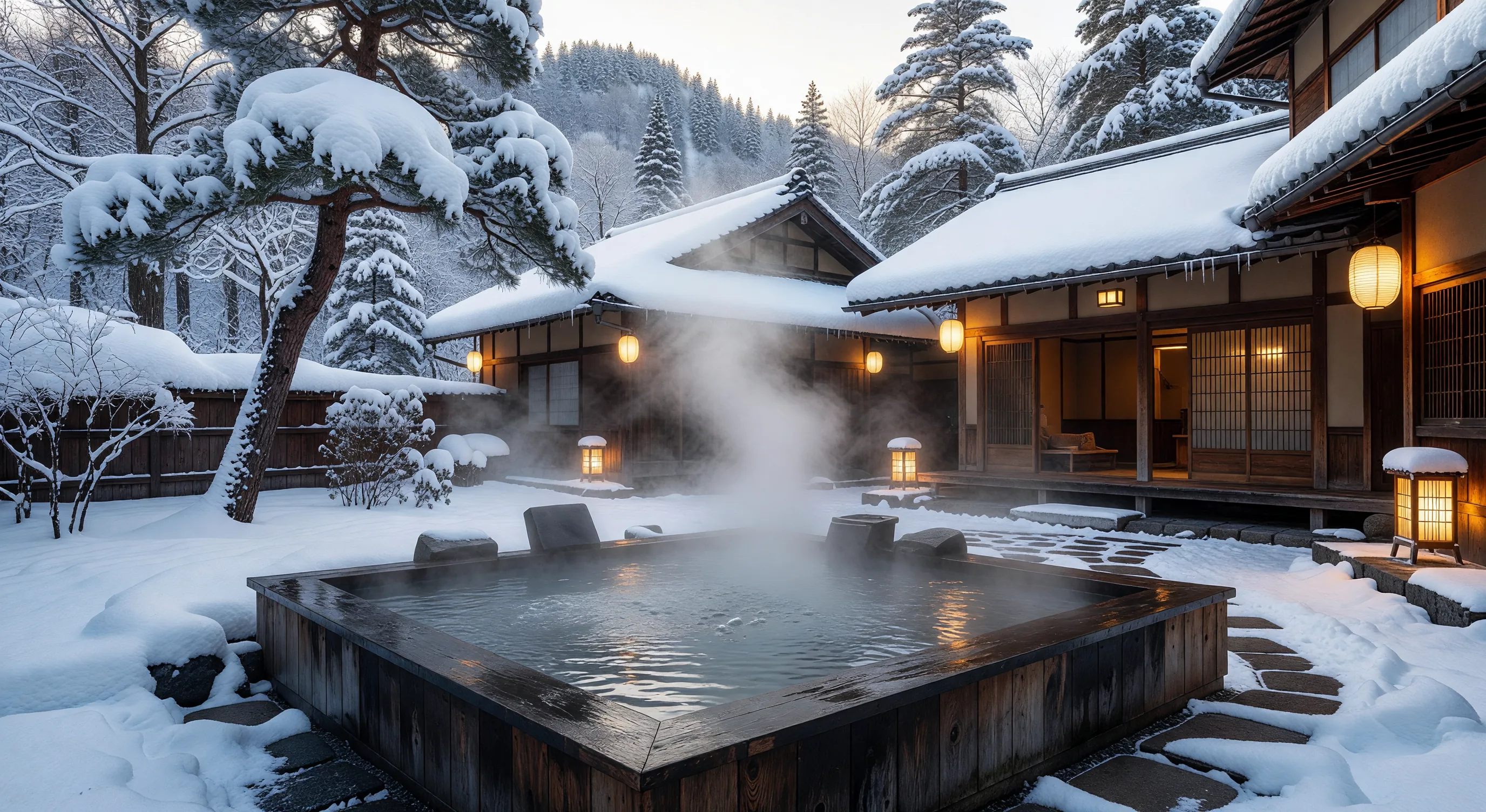 Mountain onsen steam